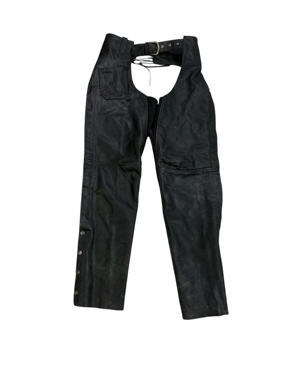 River Road Womens Size 6 Black Leather Motorcycle Chaps Biker Riding Lace Up